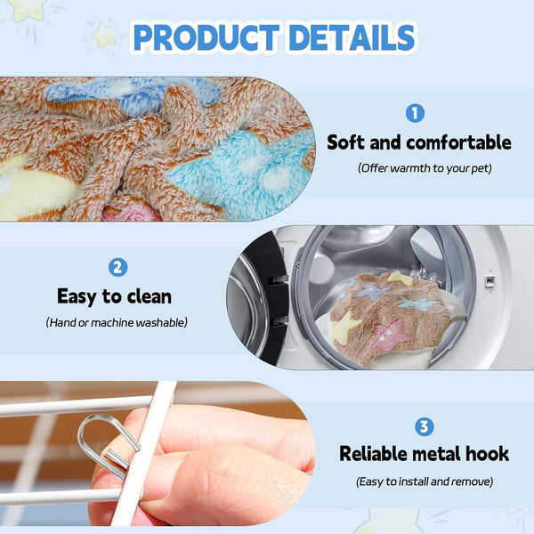 Yedsintu 3 Pcs Guinea Pig Hammock, Rat Ferret Hanging Hammock Guinea Pig Accessories for Small Animals Chinchilla Parrot Sugar Glider Ferret Hamster Squirrel (11"×11")3