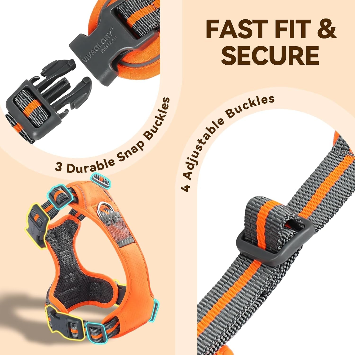 vivaglory-no-pull-dog-harness-vest-harness-l-orange-patterned-with-handle-front-and-back-clip-for-training-pulling-no-pull-escape-proof-padded-adjustable-for-pet-puppy