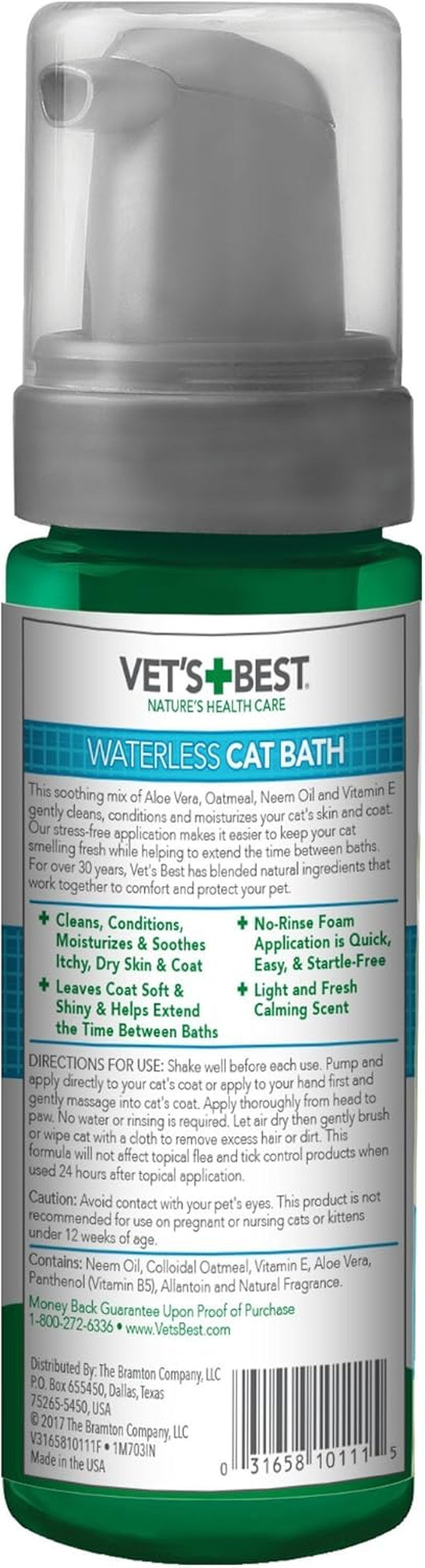 Vet'S Best Waterless Cat Bath Dry Shampoo, No-Rinse Formula, 4 Oz | No-Rinse Dry Shampoo, Veterinarian Formulated, Refreshes Coat & Controls Odor, Gentle Grooming for Cats & Kittens2