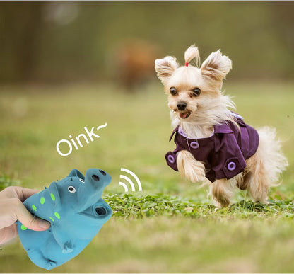 Andiker Dog Squeaky Toy, Dots Latex Dog Chew Toys with a Oinks Sound Squeaker Grunting Pig Dog Toy Durable Self Play 8" Dogs Squeeze Toy for Dental Biting Chasing to Kill Boring Time (Blue)4