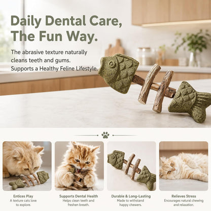 Sterling Whiskers Cat Chew Stick, Catnip & Silvervine Fishbone Toy, 2 PCS | Natural Catnip & Silvervine, Fishbone Texture, Chewing Enrichment, Oral Care Support, Indoor Cat Toy8