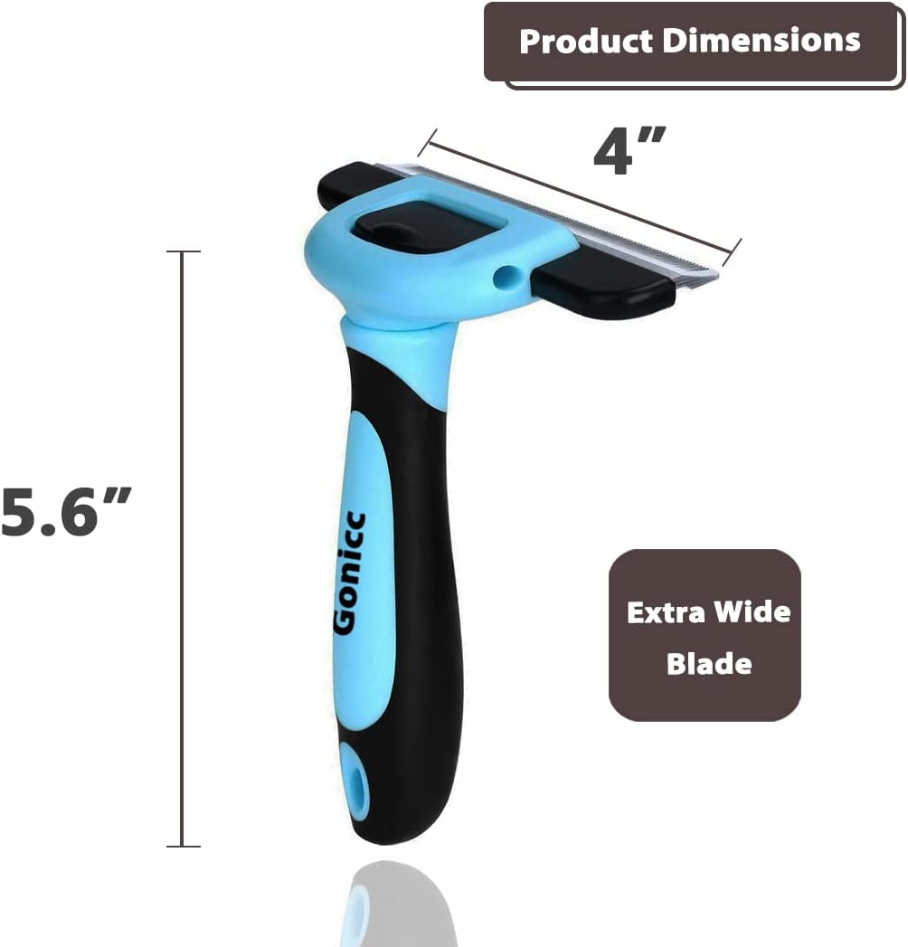 gonicc-pdt-1001-professional-pet-de-shedding-comb-tool-blue-effectively-reduces-shedding-by-up-to-95-ideal-for-short-medium-long-hair-ergonomic-non-slip-handles-durable-and-stable