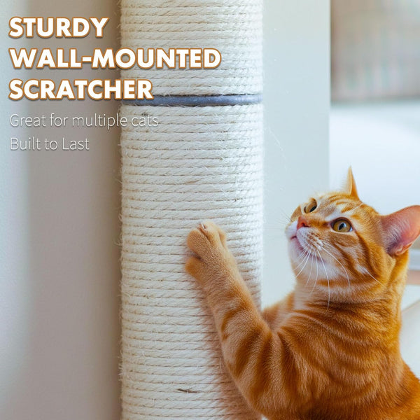 Powerking Wall Mounted Cat Scratcher, 24" Vertical Sisal Scratching Post for Indoor Cats, Space-Saving Wall Cat Furniture with Natural Jute Rope & Rotatable Design3