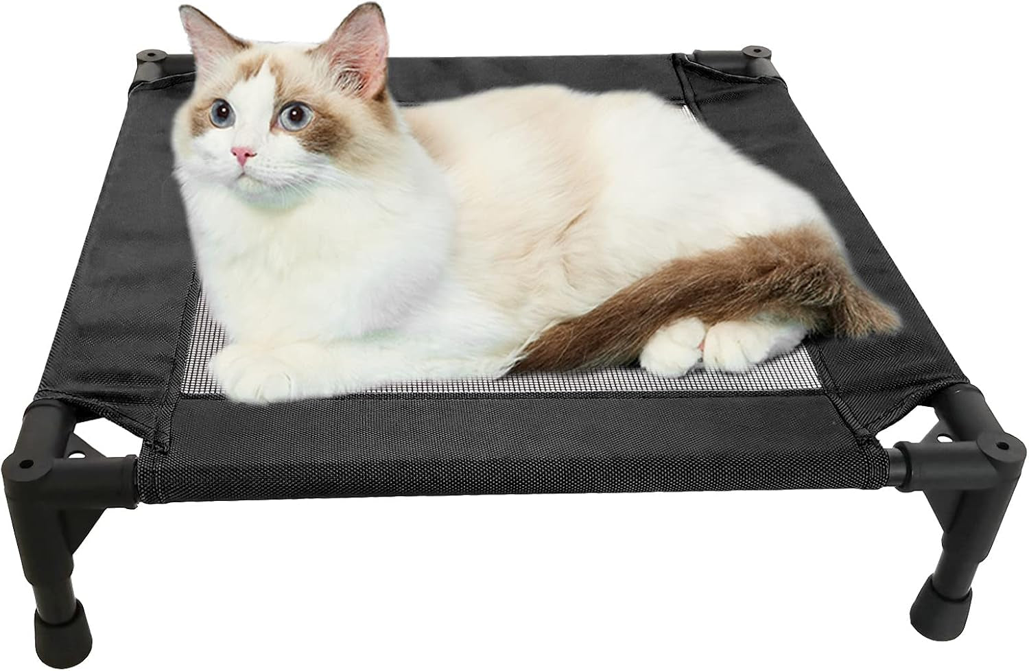 pozico-elevated-pet-bed-with-breathable-mesh-for-small-cat-and-dog-raised-cooling-pet-cot-for-puppy-and-kitty-18-9x18-9-inch-black-bed