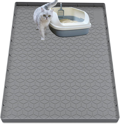Cat Litter Mat for Litter Box, Silicone Large Cat Litter Trapping Mat - 40X28 In, Waterproof & Non-Slip, Durable & Easy Clean, Light Gray12