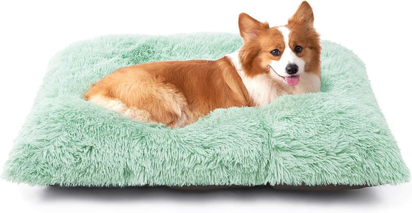 EHEYCIGA Fluffy Dog Crate Bed for Extra Large Dogs, Plush Faux Fur Pad, Calming anti Anxiety XL Bed for Crate, Washable Soft Warm Dog Mat with Non-Slip Bottom, Grey53
