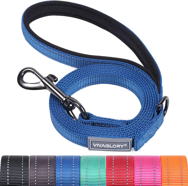 VIVAGLORY Dog Leash Puppy Leash for Collar, 3Ft X 1In, Black | with Soft Padded Handle for Training & Walking, Heavy Duty & Double Layer Nylon Pet Puppy48