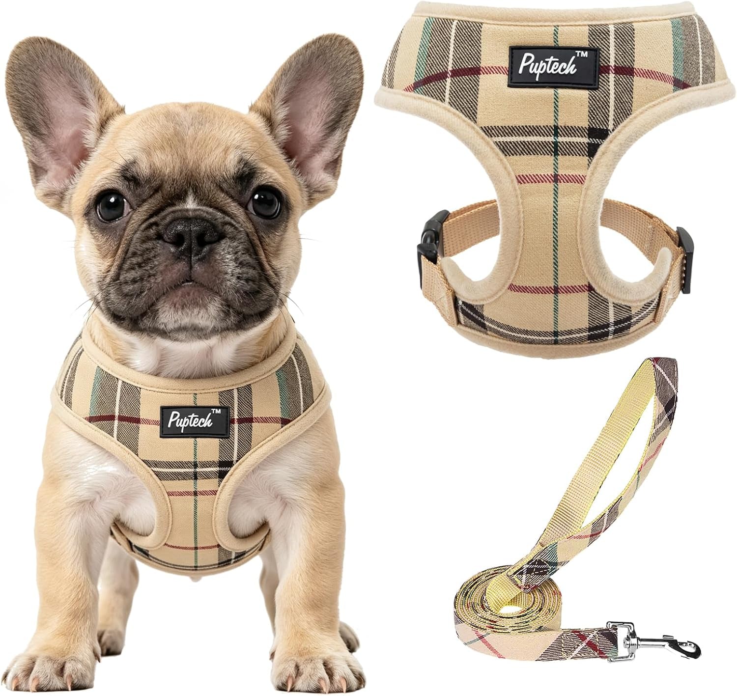 pupteck-soft-mesh-dog-harness-small-sized-and-leash-set-pet-puppy-cat-comfort-padded-vest-no-pull-harnesses-beige-s