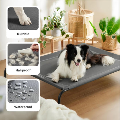 Bedsure Outdoor Elevated Cooling Dog Bed Large Sized Dog, 49In Grey | Portable Raised Camping Pet Cot Hammock,Breathable Teslin Mesh,Weather Resistant,For Large Pets up to 85 Lbs,Easy to Assemble4