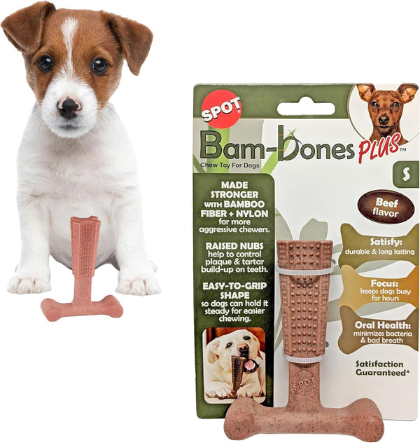 SPOT Bam-Bones plus T Bone – Bamboo Fiber & Nylon Dog Chew Toy for Moderate to Aggressive Chewers, Durable Long Lasting & Non-Splintering, Beef Flavor Toy for Adult Dogs & Puppies under 60 Lbs, 6 In23