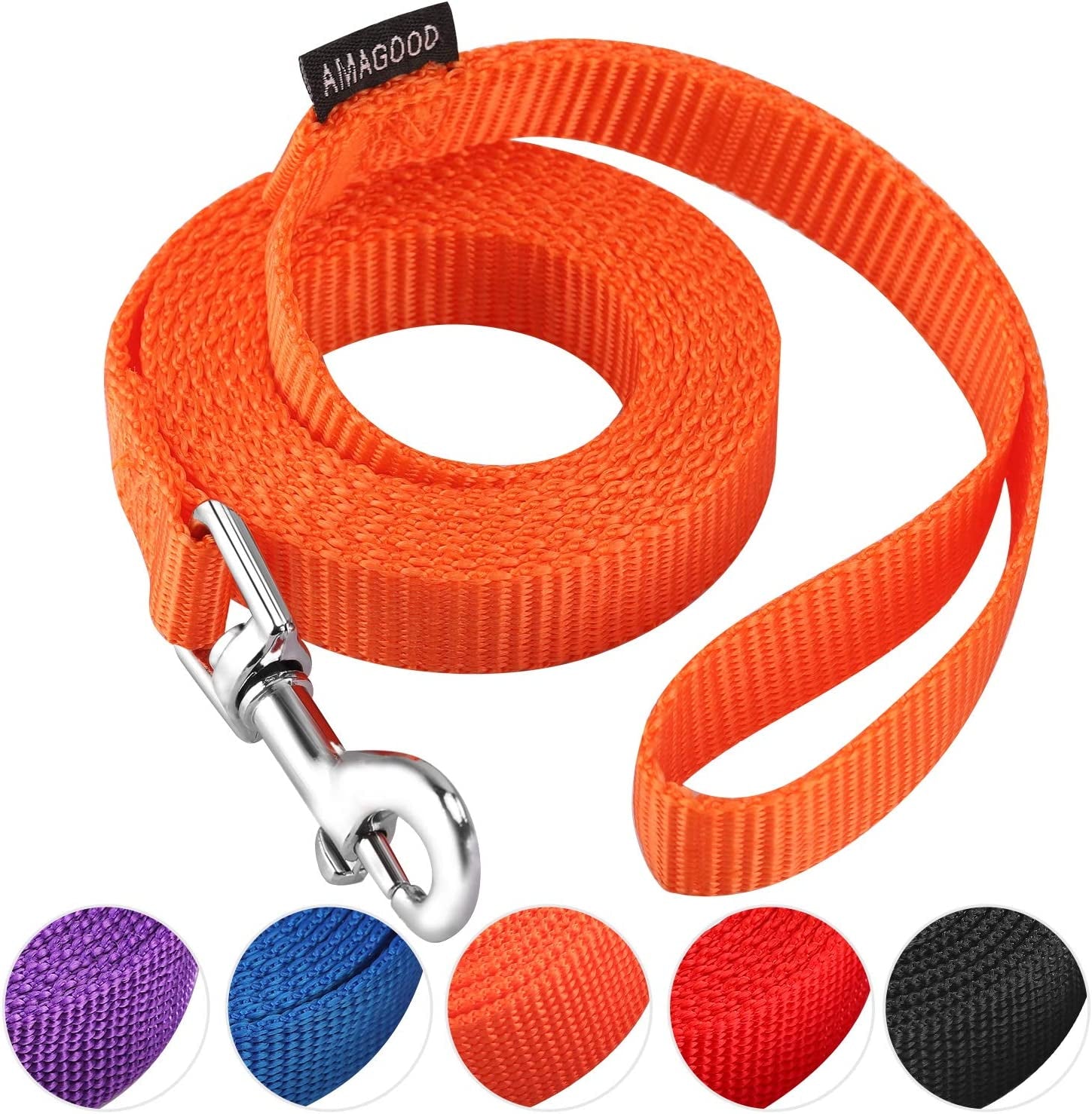 amagood-6-ft-puppy-leash-strong-traditional-style-with-easy-to-use-collar-hook-great-for-small-medium-and-large-dogs-5-8in-x-6-ft-purple