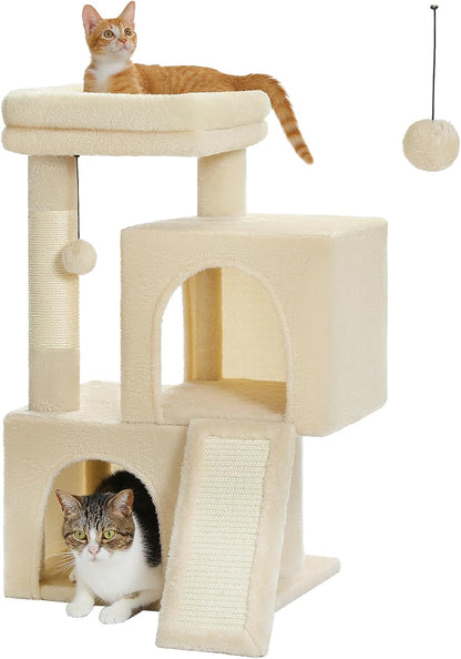 PAWZ Road 30" Cat Tower, Small Cat Tree with 2 Condos for Indoor Cats | Cat Trees for Small Cats,Cat Houses with Scratching Ramp and Posts,Dual Condos&Top Perch for Multi-Cat11
