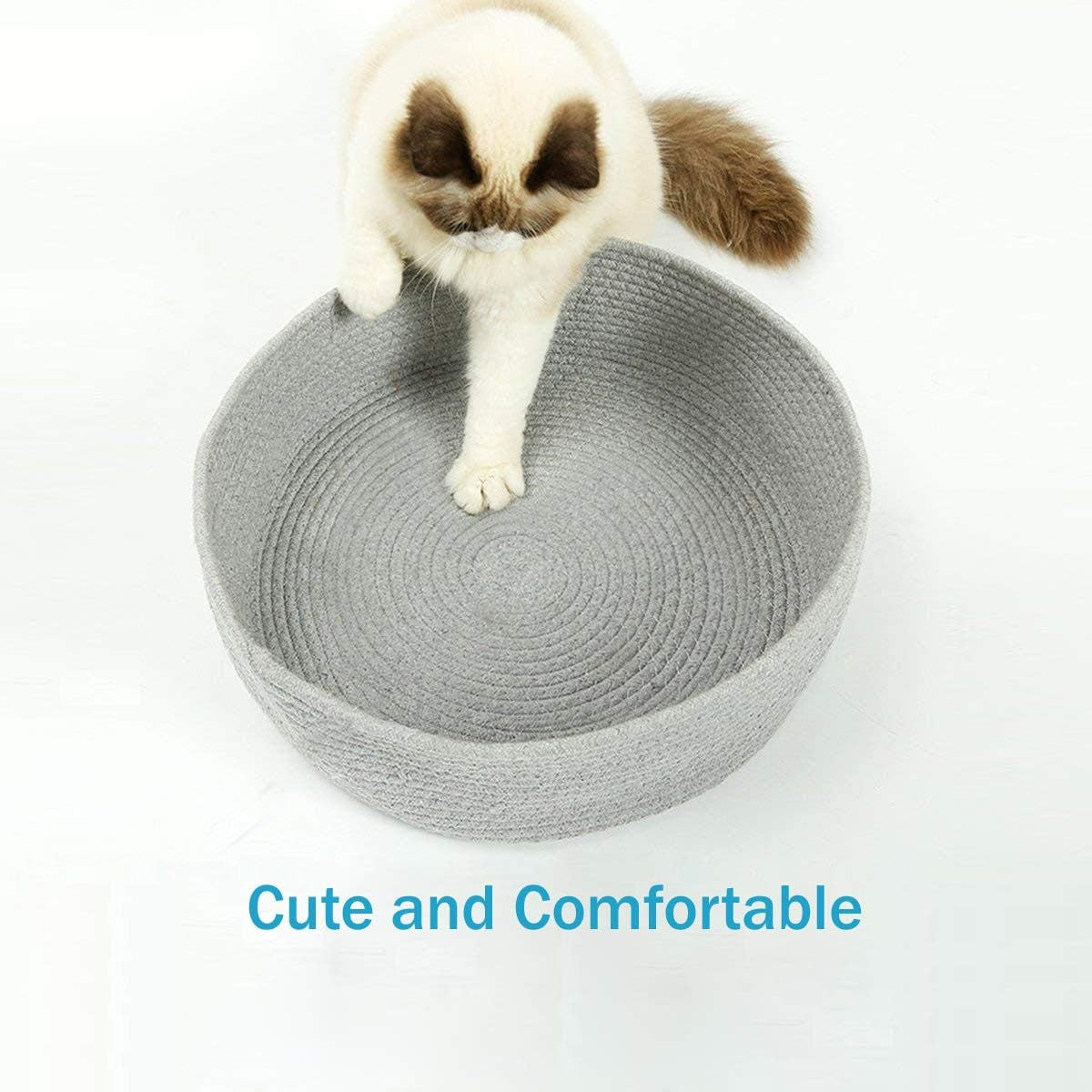 large-cat-bed-basket-round-cotton-rope-woven-calming-rope-bed-sleep-surface-17-7-inches45-cm-cozy-scratching-indoor-pet-bed-for-a-large-cat-or-2-small-cats-fit-up-to-20-lbs-pets-washable-grey