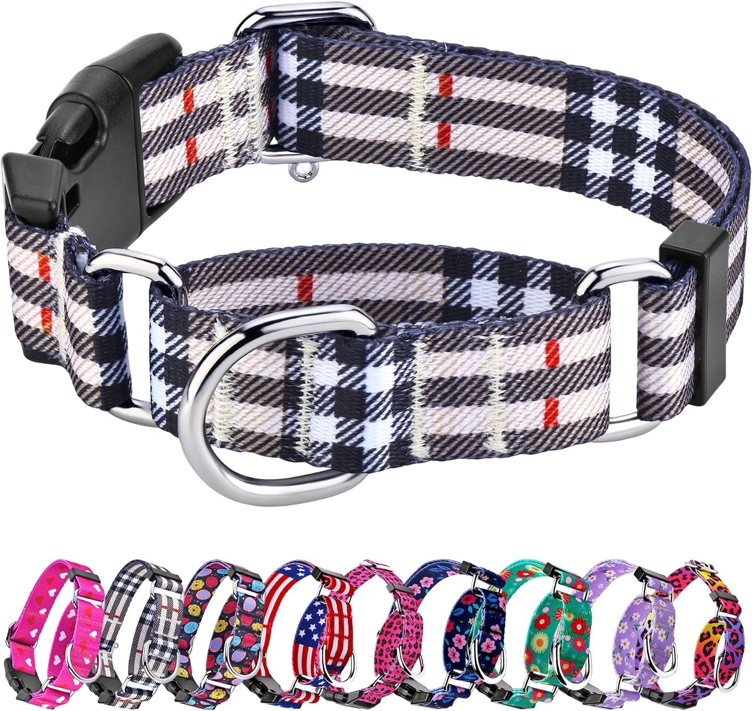 hikiko-martingale-collar-for-dogs-adjustable-soft-nylon-dog-collars-with-cute-patterns-for-small-medium-large-dog-pink-butterfly-medium
