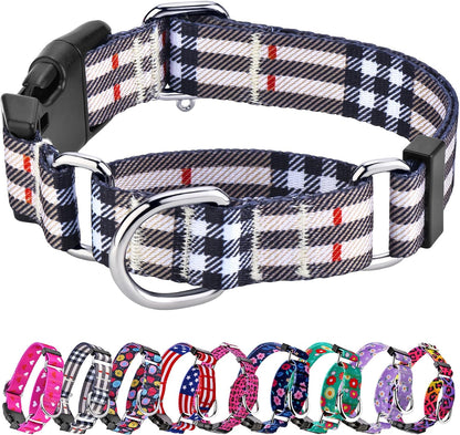 Hikiko Martingale Collar for Dogs Adjustable Soft Nylon Dog Collars with Cute Patterns for Small Medium Large Dog（Pink Butterfly,Medium）18