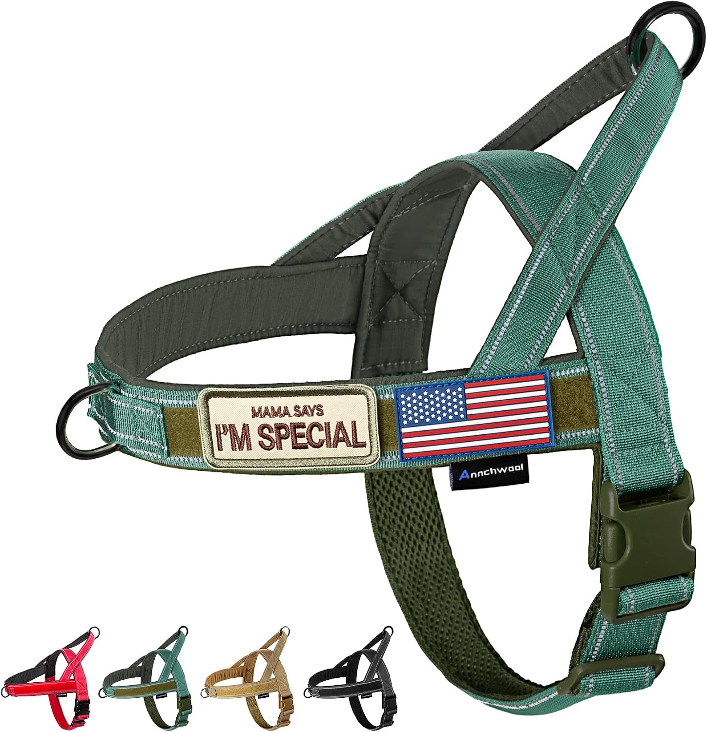 annchwool-no-pull-dog-harness-with-soft-padded-handle-reflective-strip-escape-proof-and-quick-fit-to-adjust-dog-harness-easy-for-training-walking-for-small-medium-and-large-dogsbrown-l