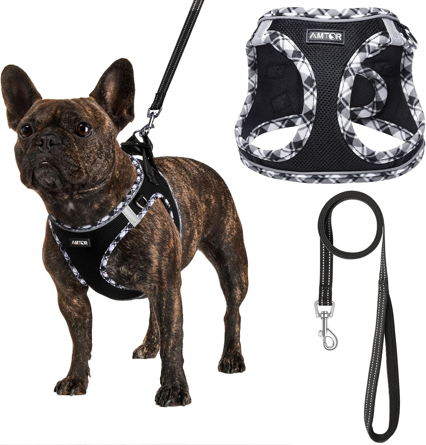 amtor-small-dog-harness-with-leash-set-no-escape-easy-walk-puppy-harnesses-for-training-walking-step-in-reflective-soft-dogs-vest-for-xs-s-medium-extra-small-large-sized-doggreen-s
