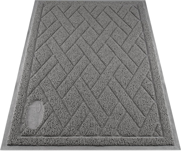 Pawkin Cat Litter Mat, Patented Design with Litter Lock Mesh, Extra Large, Durable, Easy to Clean, Soft, Fits under Litter Box, Litter Free Floors, Gray1