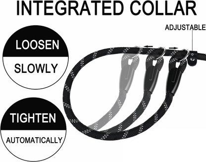 Dog Leash, 6 FT Heavy Duty Dog Leashes, Durable Premium Quality Strong Rope Slip Leash with Comfortable Padded Handle and Highly Reflective Threads for Small Medium and Large Dogs. (Black)4
