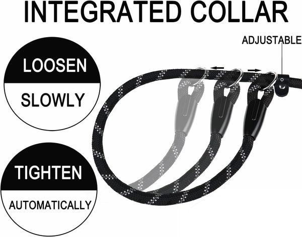 Dog Leash, 6 FT Heavy Duty Dog Leashes, Durable Premium Quality Strong Rope Slip Leash with Comfortable Padded Handle and Highly Reflective Threads for Small Medium and Large Dogs. (Black)4