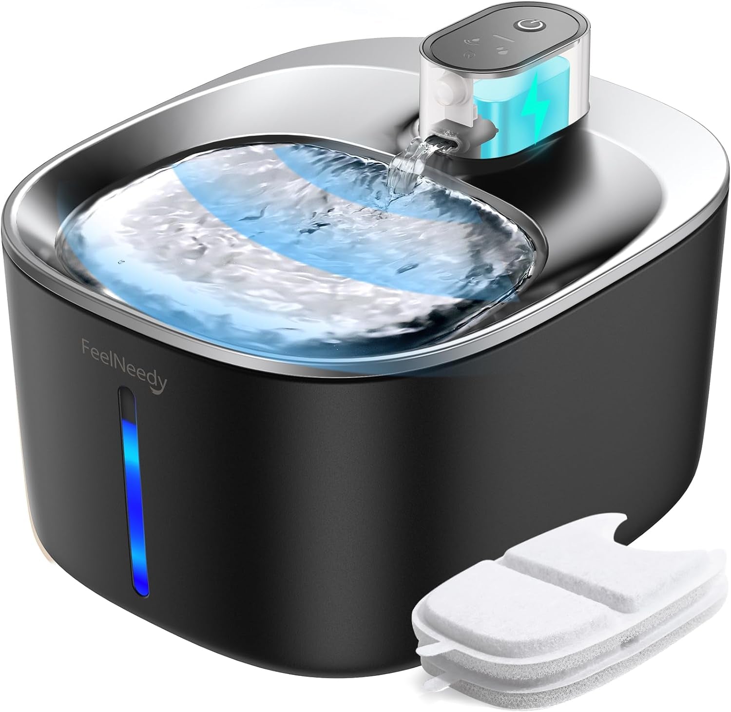 feelneedy-wireless-cat-water-fountain-stainless-steel-with-sensor-4000mah-battery-operated-4l-135fl-oz-pet-water-fountain-for-cats-dogs-ultra-quiet-cat-drinking-fountain-with-2-filters-ypd-c004s