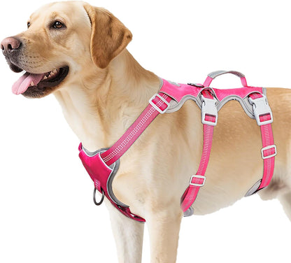Huntboo Escape Proof Dog Harness, Escape Artist Harness, Reflective Harness with Padded Handle, Breathable, Durable, Adjustable Vest for Medium Dogs Walking, Training, and Running Gear (Blue, M)23