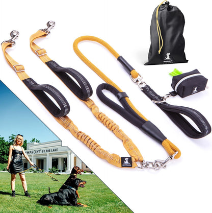 Sparklypets Double Dog Leash for 2 Dogs – Rope Bungee Dual Leash for Medium and Large Breeds with Padded Handles & Tangle Free (Teal, Medium/Large)8