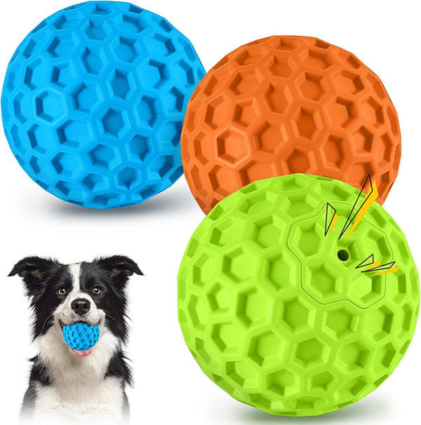 Havit Indestructible Squeaky Dog Balls for Aggressive Chewers, Interactive Dog Toys to Keep Them Busy, Rubber Dog Chew Toy for Large Medium Breeds, Outdoor Waterproof (3 Colors)1