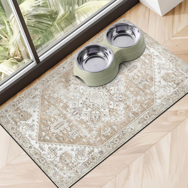 Dog Food Mats for Floors Absorbent, Pet Cat Food Mat - Non Slip Dog Bowl Mats for Food and Water, Eco-Friendly Boho Dog Placemats Feeding Mat Pet Supplies11