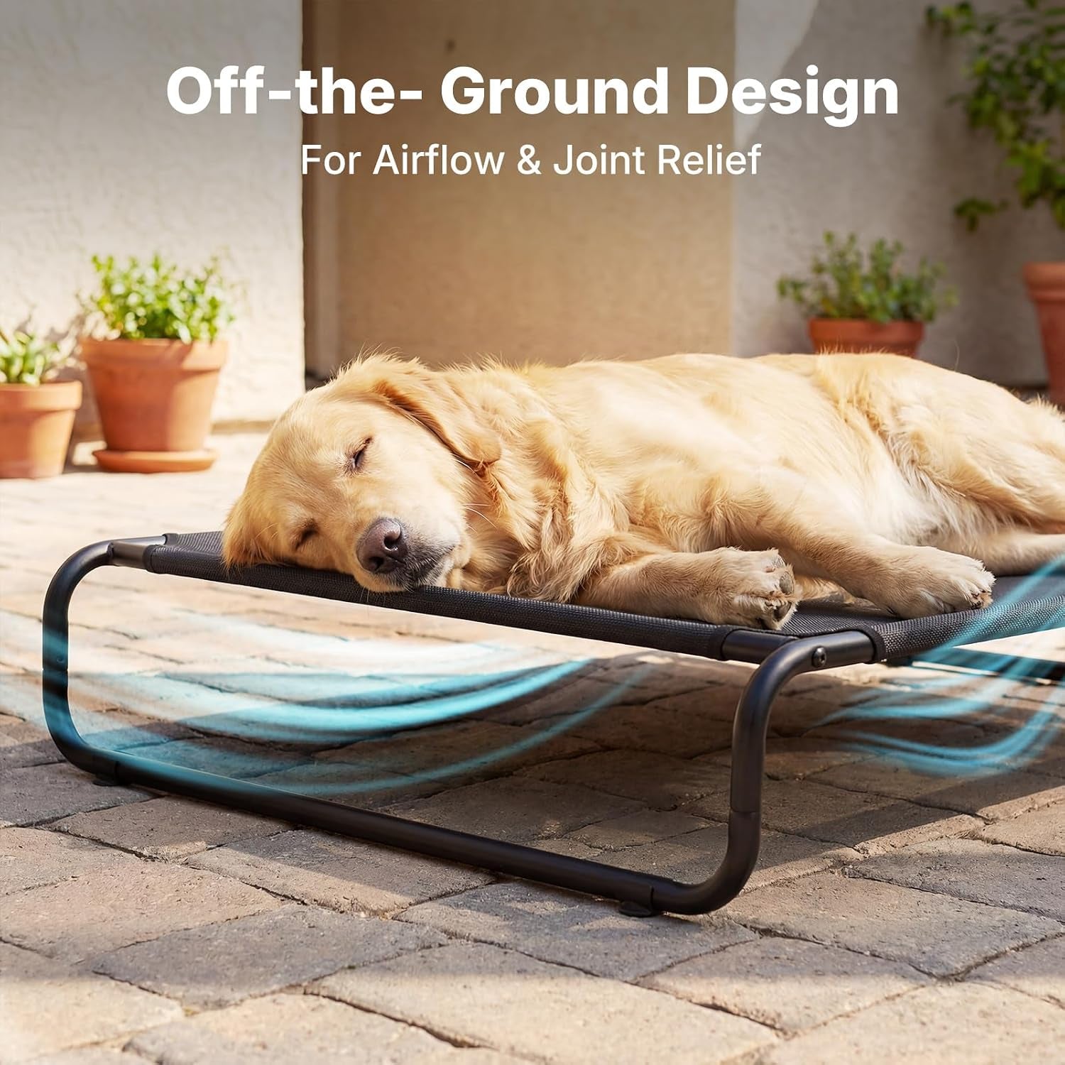 veehoo-cooling-elevated-dog-bed-outdoor-dog-bed-for-large-dogs-raised-dog-cot-with-thickened-frame-durable-teslin-mesh-anti-slip-rubber-feet-pet-hammock-for-indoor-or-camping-41-x-26-black