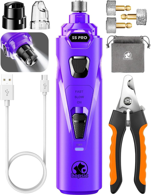 Whisper Quiet Dog Nail Grinder Safe & Stress-Free for Sensitive Dogs Cats | 4 LED Lights,3 Grinding Bits, 3-Speed, Pet Nail Trimmers, Rechargeable Painless Grooming Kit for All Breeds & Sizes14