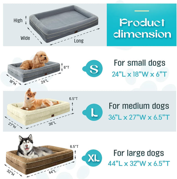 Waterproof Memory Foam Dog Beds for Extra Large Dogs Non-Slip Orthopedic Dog Beds Washable Couch Pet Bed with Removable Cover (Grey, X-Large)8