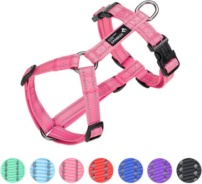 EXCELLENT ELITE SPANKER No Pull Dog Harness Reflective Nylon Vest L-Shaped Adjustable Easy Pet Harness for Small Medium Large Breeds Dogs Walking Training Black Red(Pink-M)1