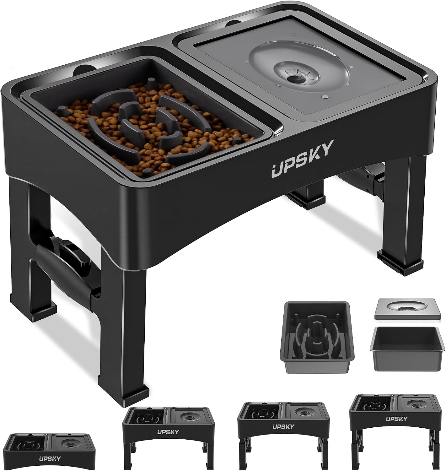 upsky-2-in-1-elevated-dog-bowls-slow-feeder-4-height-adjustable-raised-bowl-stand-no-spill-dog-water-bowls-anti-slip-food-and-water-bowls-for-small-medium-dogsnot-include-stainless-steel-bowl