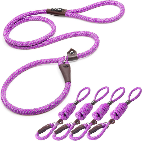 Fida Durable Slip Lead Dog Leash, 6 FT X 1/2" Heavy Duty Dog Loop Leashes, Comfortable Strong Rope Slip Leash for Large Medium Dogs, No Pull Pet Training Lead with Highly Reflective(1/2", Black)43