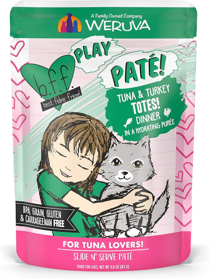 Weruva B.F.F. Play - Best Feline Friend Paté Lovers, Aw Yeah!, Paté Partay! Variety Pack, 3Oz Pouch (Pack of 12)11