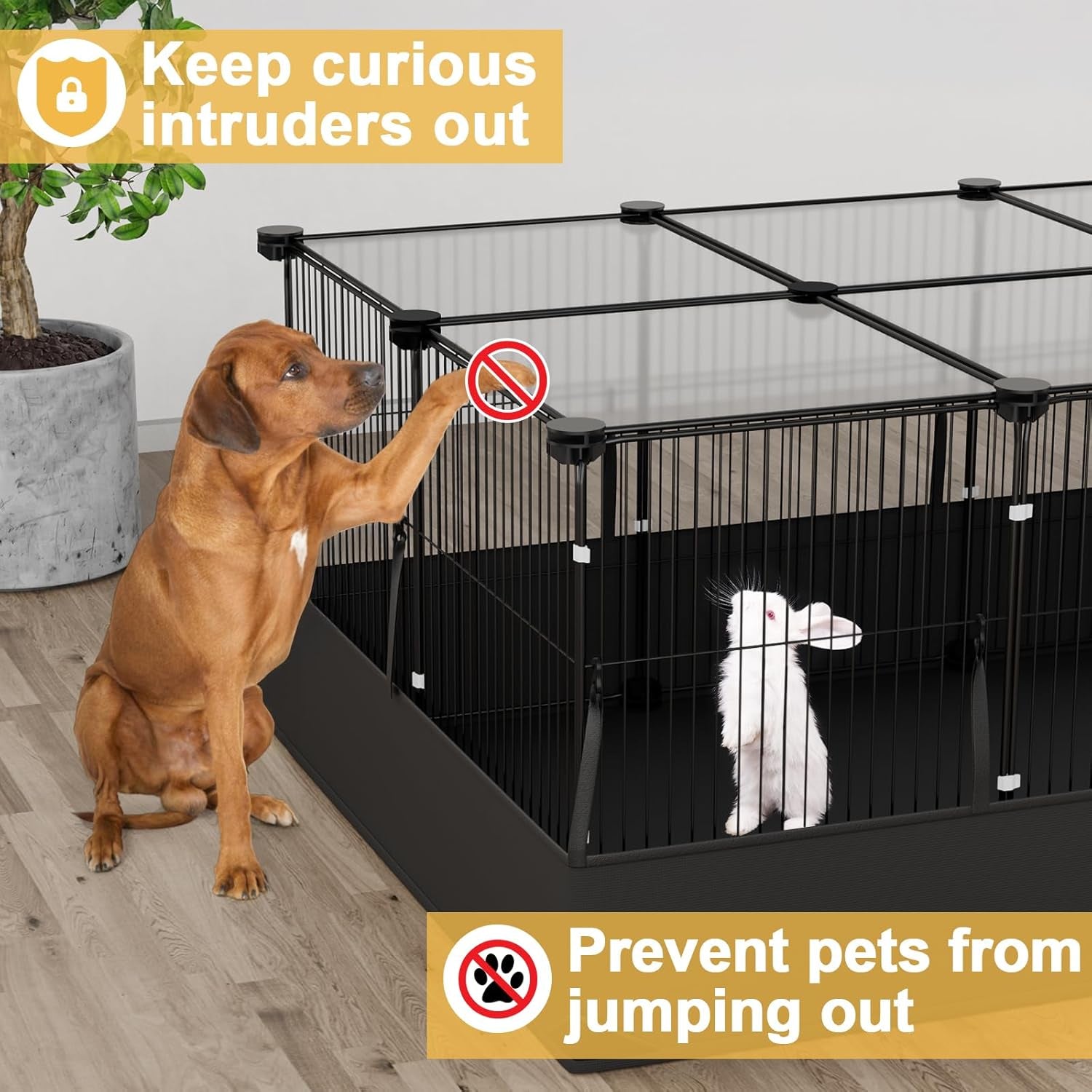 tresbro-guinea-pig-cage-with-top-cover-12-panels-triple-fixing-measures-small-animal-playpen-with-waterproof-pvc-liner-one-motion-hooks-48-x-24-x-16-c-c-grids-cage-for-bunny-hedgehog-hamster