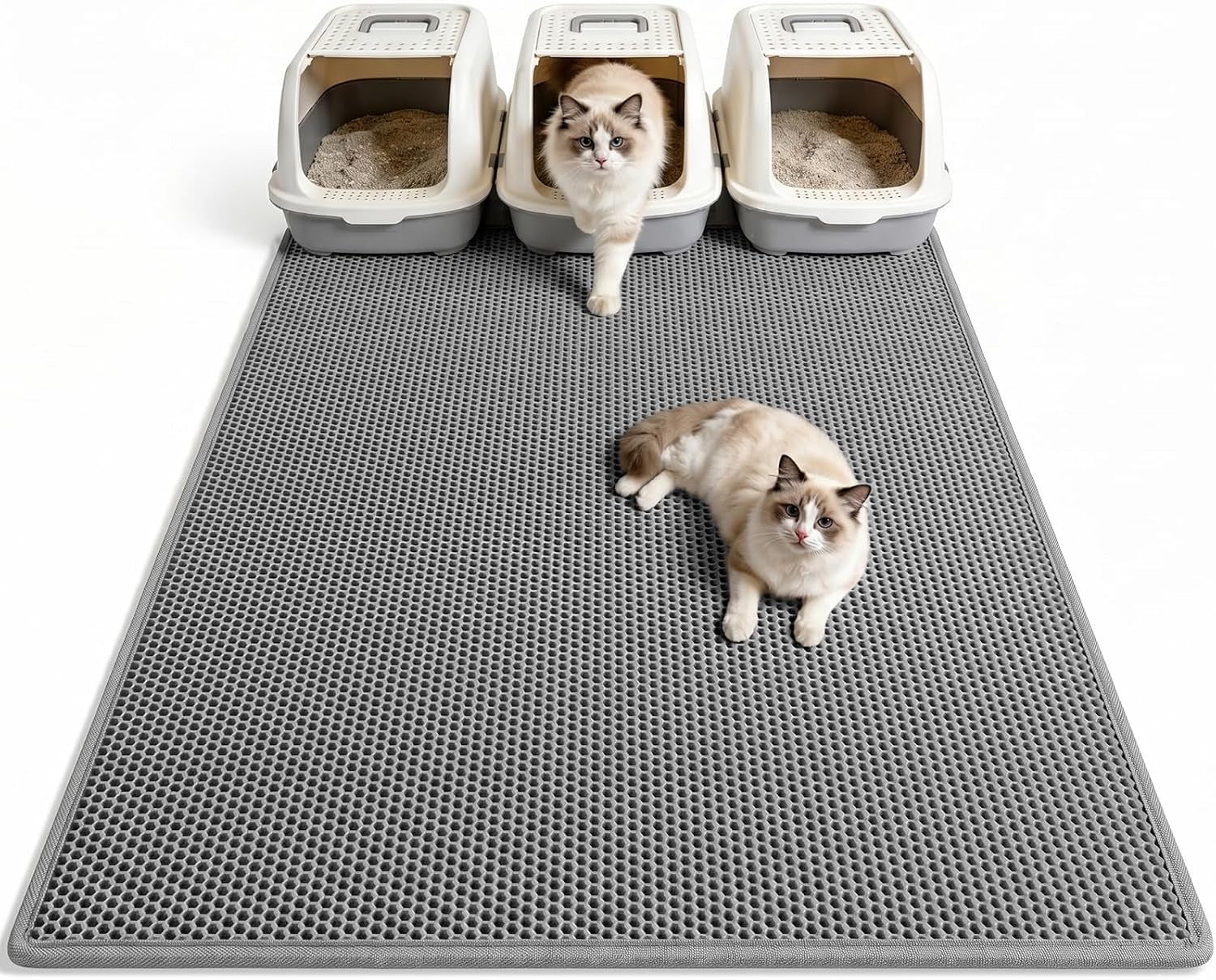 pieviev-cat-litter-mat-double-layer-waterproof-urine-proof-trapping-mat-1-pack-gray-24x15-inch-pack-of-1-honeycomb-design-catches-scattered-particles-to-stop-tracking-urineproof-base-protects-floors-easy-to-clean