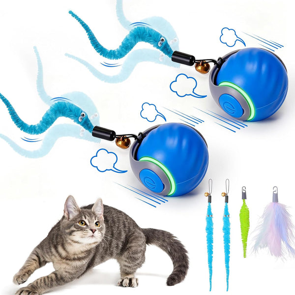 BABORUI 2Pack Interactive Cat Toy Ball - Automatic Interactive Cat Toys for Indoor Cats with 3 Tails, 2 Speeds Rechargeable Enrichment for Small/Medium/Large to Keep Them Busy9
