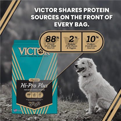 VICTOR Super Premium Dog Food – Hi-Pro plus Dry Kibble – High Protein Dog Food with 30% Protein – Beef, Chicken, Pork, Fish Meals, Gluten Free - for High Energy and Active Dogs & Puppies, 40Lbs5