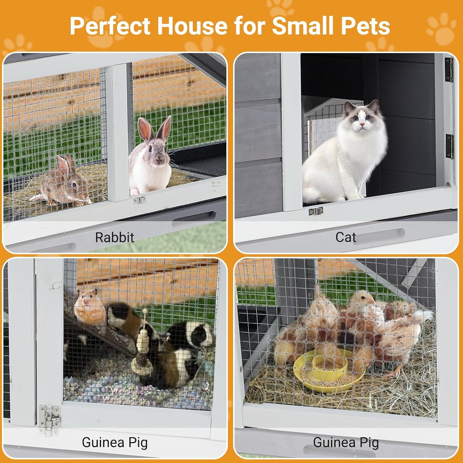 garvee-58-bunny-hutch-indoor-bunny-cage-with-3-removable-trays-wooden-waterproof-roof-rabbit-hutch-indoor-outdoor-2-tier-bunny-house-chicken-coop-gray-and-black