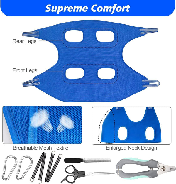 ATESON Pet Grooming Hammock with Nail Clippers/Nail Trimmers/Grooming Scissors, Dog Grooming Harness for Nail Trimming, Pet Grooming Sling Helper6