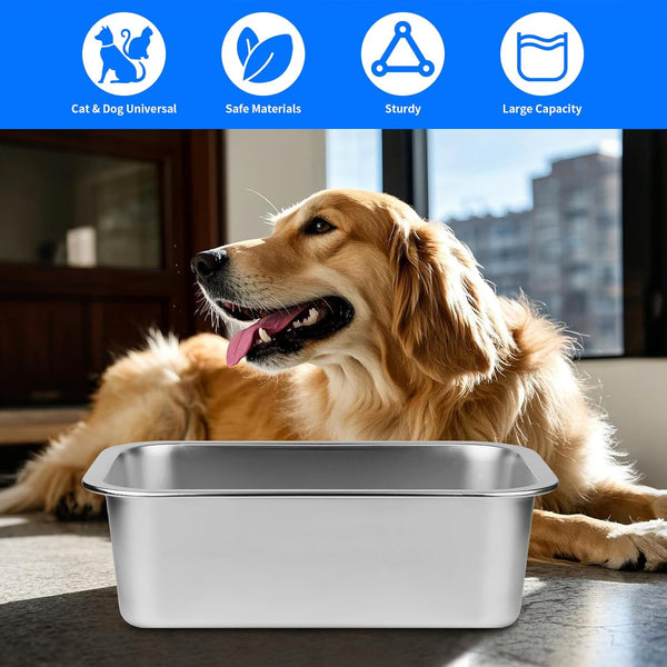 Ohtomber 1.25 Gallons Stainless Steel Dog Bowl, Big Pet Water & Food Bowl | No Spilling, Outdoor Feeder Dish Plate, for Indoor & Outdoor Feeding, Fits Big & Extra Large Dogs, Cats & All Pets7