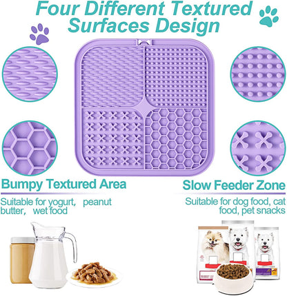 LUKITO Lick Mat for Dogs & Cats 2 Pack with Suction Cups, Dog Lick Mat for Anxiety Relief, Dog Toys to Keep Them Busy, Peanut Butter Licking Pad for Boredom Reducer, Perfect for Bathing Grooming4
