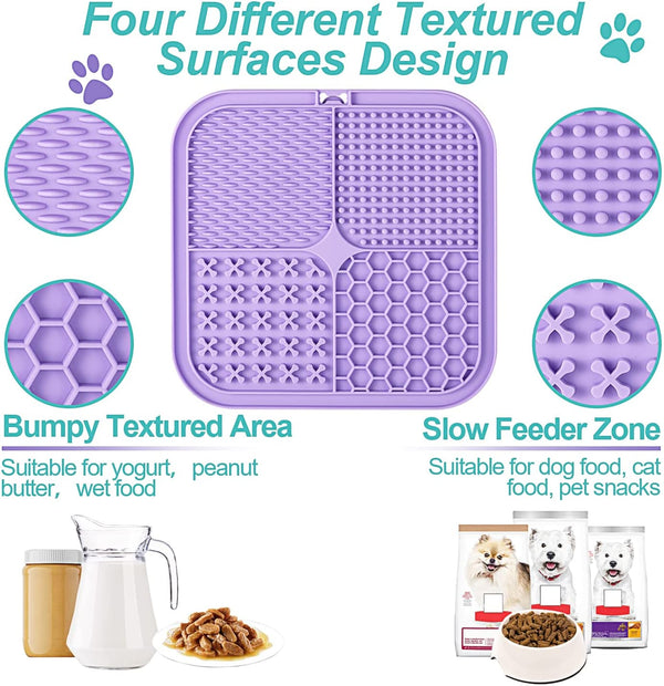 LUKITO Lick Mat for Dogs & Cats 2 Pack with Suction Cups, Dog Lick Mat for Anxiety Relief, Dog Toys to Keep Them Busy, Peanut Butter Licking Pad for Boredom Reducer, Perfect for Bathing Grooming4
