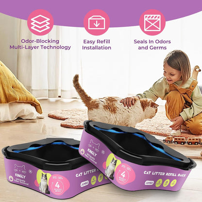 Premium Cat Litter Refill Bags |Jumbo 28FT 2-Pack | Lasts up to 8 Months | 2 Cartridges for Superior Odor Control8