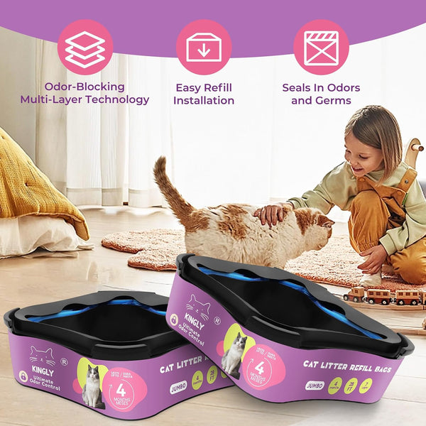 Premium Cat Litter Refill Bags |Jumbo 28FT 2-Pack | Lasts up to 8 Months | 2 Cartridges for Superior Odor Control8