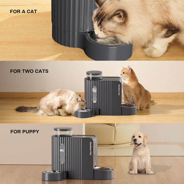 Gardner Pet Automatic Gravity Cat Food Feeder and Water Dispenser Stainless Steel Two-In-One Set Large Capacity Dispenser for Pets Dogs, Puppies, Kittens-(0.8 Gallons X 2)7