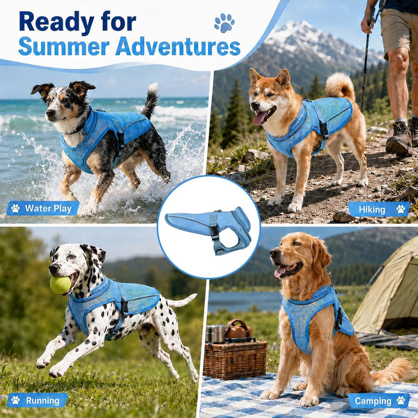 Dog Cooling Vest, Evaporative Cooling Dog Jacket with UV Protection, Lightweight Breathable Mesh Dog Cooling Shirt, Summer Heat Relief Gear with Adjustable Buckles for Hot Weather Walking & Hiking4