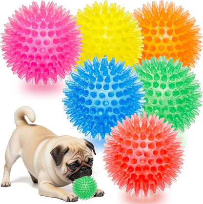 4.5” Heavy Duty Squeaky Dog Balls Toys for Medium Large Dogs 4 Pack Indestructible Dog Toys for Aggressive Chewers Spike Dog Balls for Clean Teeth and Training Dog Toys for Boredom and Stimulating7